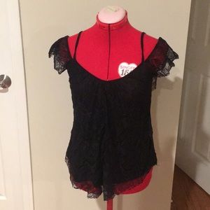 L. A. Hearts Black Lace Cold Shoulder Top